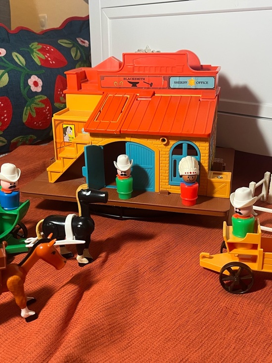 Fisher-Price Western Town Playset in Bright Orange with Blue Accents